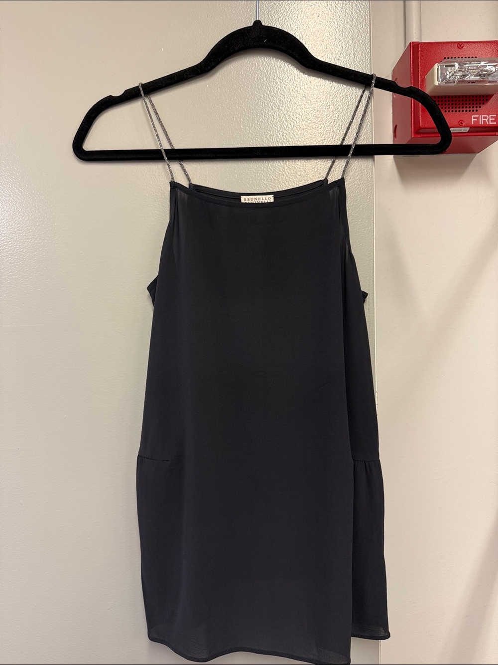 Black Silk-Look Slip Dress with Thin Straps